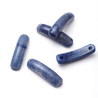 5PCS Natural Blue Aventurine Stone Rectangle Curved Beads Gemstone Pendants Connectors for DIY Bracelet Neclace Jewelry Making - color: Blue Aventurine