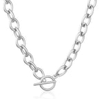 CHESKY 14K Gold Plated Chunky Necklace for Women, Trendy Paperclip Chain Necklace Thick Cross Heart Pendant Necklace Layered Herringbone Cuban Link Chain Toggle Necklaces Non Tarnish Jewelry - color: silver, style: paperclip