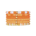 5-7PCS Surfer Colorful Clay Beads Stretch Bracelets Bohemian Stackable Gold Beads Vinyl Disc Elastic Bracelets Multilayer Summer Beach Jewelry Set - color: Q-orange