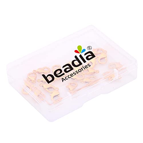 BEADIA 18K Gold Plated Lobster Clasps Non Tarnish 12mm 20pcs for Jewelry Making Findings - color: Lobster Clasps Gold, size: 12mm