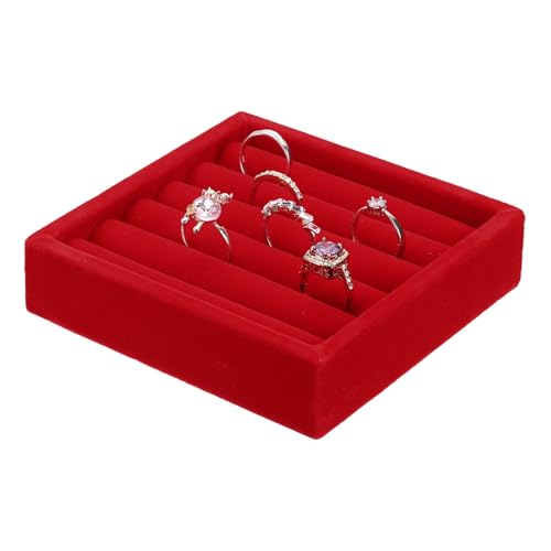 uxcell Stackable Jewelry Storage Tray, Jewelry Tray Drawer Organizer, Small Display Box for Earrings, Necklaces, Rings and Bracelets, Red - color: Red