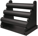 ChezMax Triple Tier Jewery Display Removable Bracelet Holder Jewelry Stand Necklace Stand Jewelry Towers and Watch Holder for Home Organization - color: A- Black PU Leather
