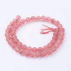 45Pcs Cherry Quartz Beads 8mm Round Natural Gemstone Beads Frosted Spacer Loose Bead for DIY Craft Bracelet Necklace Earrings Jewelry Making Supplies - color: Cherry Quartz-Frosted