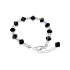 Gem Avenue Adjustable 7 to 8 inch Bracelet with .925 Silver and Austrian Crystals - color: Black