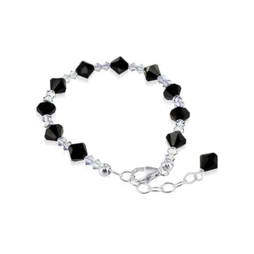 Gem Avenue Adjustable 7 to 8 inch Bracelet with .925 Silver and Austrian Crystals - color: Black