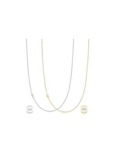 IEFWELL 14K-Real-Gold-Plated S925 Sterling Silver Chain Necklace for Women, 1.2/0.8mm Satellite Bead Cable Box Chains Set Hypoallergenic Sturdy Women's Chain Necklace, 16/18/20/22 Inch Jewelry Gifts - color: Cable Chain, size: 16 Inch (Women's Choker Leng