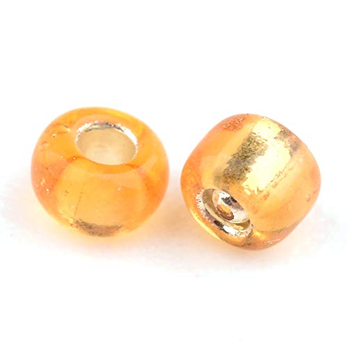 Craftdady 12/0 Transparent Round Glass Seed Beads 2mm Silver Lined Tiny Loose Pony Ball Spacer Beads About 3300Pcs Goldenrod for Jewelry Making Hole: 0.3mm - color: Transparent Goldenrod, 2mm
