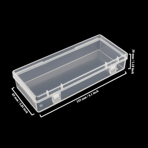 6 Pack Rectangular Clear Plastic Storage Containers Box with Hinged Lid for Beads and Other Small Craft Items (6.1 x 2.56 x 1.18 inch) - size: 6.1 x 2.56 x 1.18 inch