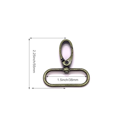 1-1/2 inch Swivel Lobster Clasps 1.5 inch Swivel Hooks for Purse Bag Making Lobster Claw Swivel Snap Clips Extra Large 38mm 10pcs Antique Bronze - color: 1.5 inch Antique Bronze