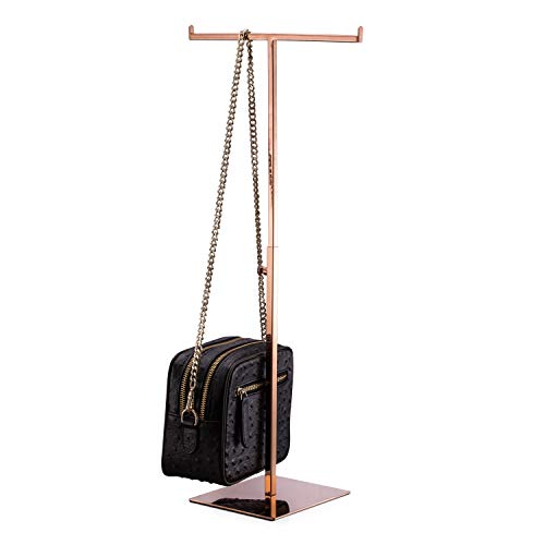 Polmart Countertop Adjustable Display Stand Stand for Purses/Handbags, Wreaths, Wigs, Hats and Crafts (T-Stand, Rose Gold) - color: Rose Gold