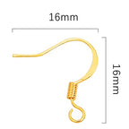 BEADIA 18K Gold Plated Earring Hooks 16x16mm 100pcs for Jewelry Making Findings - size: Hooks 6# 16x16mm