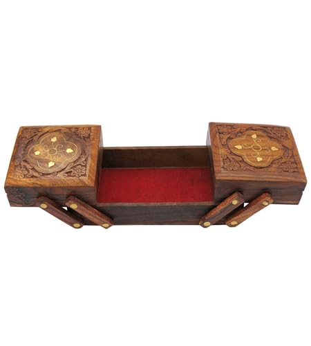 Wooden Jewelry Organizer - 3 in 1 Jewelry Box with Multiple Compartments for Rings, Necklaces, Earrings - Elegant Design for Home Storage and Gifts for Women - Durable and Stylish