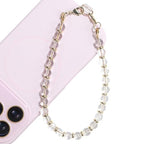 TEAMOLA Natural Stone Phone Charm, Handmade Crystal Cellphone Chain for Universal, Beaded Healing Anti Theft Phone Wrist Strap with Tether Tab, Clear Quartz - color: Clear
