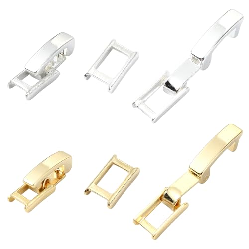 DanLingJewelry 10Pcs Golden & Silver Color Fold Over Jewelry Clasps Brass Watch Band Extender Clasps for DIY Watch Jewelry Making - color: 10pcs - watch band clasps - 17x4.5x4mm