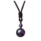 Jovivi Healing Crystals Necklace Natural Tiger Eye Amethyst Lucky Blessing Protection Chakra Beads Stone Pendant for Women Men Adjustable - color: Amethyst