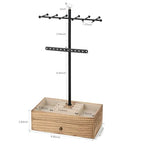 Meangood Jewelry Organizer Stand, 3-Tier Necklace Holder Jewelry Tree with Wooden Storage Drawer Box for Necklace Bracelet Earring Ring, Carbonized Black - color: Carbonized Black