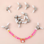8Pcs Bead Stop for Jewelry Making, Spring Bead Clamps with White Handles Creative Wire Ends Beaded Clip Jewelry Making Tool to Prevent Beads from Falling for Handmade Bracelets and Necklace