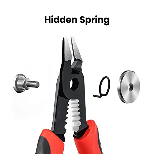 KAIWEETS Wire Cutters 6-Inch Flush Pliers with Supplementary Stripping, Cutting Pliers, Handy and Slim Diagonal Cutters, Sharp Snip - color: Kws-102