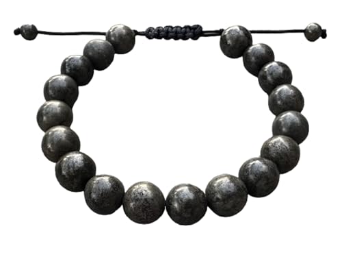 GAF TREASURES Grade A ++ Gemstone Round Bead Adjustable Bracelet 10mm, Genuine Crystal Bead Bracelet, Gift for Men & Women - color: Pyrite