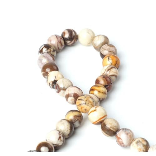 100Pcs Natural Stone 6mm Australia Zebra Round Loose Gemstone Energy Healing Beads Hole Size 1mm DIY Smooth Beads for Bracelet Necklace Earrings Jewelry Making - color: Australia Zebra, size: 6mm