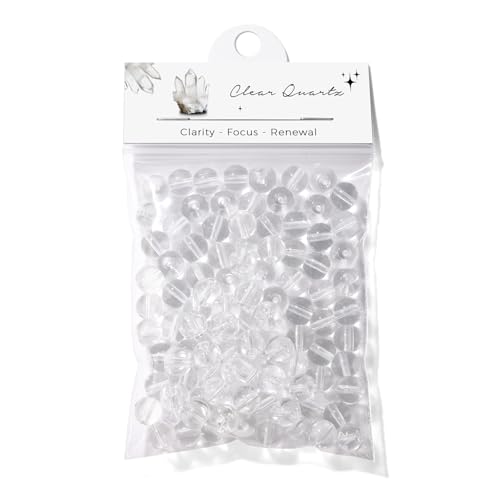 Raicegs 100pcs 8mm Clear Quartz Beads Natural Gemstone Beads Round Loose Beads for Jewelry Making DIY Bracelets Necklace - color: Clear Quartz, size: 8mm Round