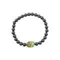 Black Obisidian Bracelets for Men 8" Inch Full Stretch Healing Crystal Bracelet, Beaded Charm Bracelet for Men Gifts Fathers Day Anniversary Birthday Gifts for Him - color: Chrysoprase & Black Obsidian Charm Bracelets