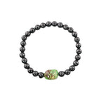 Black Obisidian Bracelets for Men 8" Inch Full Stretch Healing Crystal Bracelet, Beaded Charm Bracelet for Men Gifts Fathers Day Anniversary Birthday Gifts for Him - color: Chrysoprase & Black Obsidian Charm Bracelets