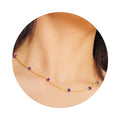 Dainty Gold Necklace for Women,Trendy 18k Gold Vermeil Sterling Silver Choker Necklace Thin Beaded Choker Necklaces Womens Simple Jewelry Gift for Valentines Day - color: February - Amethyst