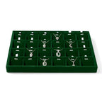 24 Grids Velvet Necklace Tray Necklace Holder Storage Jewelry Display Tray for Drawers With Removable Jewellery Cards for Bracelet Chain Pendant (Green) - size: 24 Grid With Insert