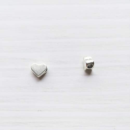 100 Pcs Heart Shape Spacer Beads Small Hole Spacer Beads Metal Loose Beads for Making Bracelet Necklace Earring Accessories DIY Handmade Craft (Silver) - color: Silver