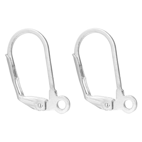 Adabele 50pcs Hypoallergenic Earring Hooks Sterling Silver Plated Brass for DIY Craft Earrings Jewelry Making Leverback Ear Wire 19mm Long for Jewelry Making CF195-1 - color: Silver/design #2, size: 19mm (50pcs)