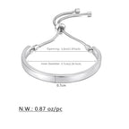 WOWORAMA Adjustable Slider Bracelets for Women Bar Friendship Bangle Bracelet for Women Gold/White Gold/Rose Gold Bolo Bracelet - color: Polished Bar-silver-tone