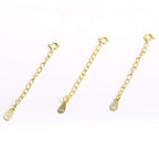 3 Pcs Necklace Extender, 925 Sterling Silver Extension for Jewelry Necklace Bracelet Anklet Extenders for Women Jewelry Making Chains 2 inch, Gold - color: 3 Golden Extension Chains