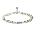 Natural Crystal Cut Bead Bracelet, 925 Silver Faceted Gemstone Jewelry for Women, Handmade Chakra Design Gift for Birthday Christmas Daily Wear - color: Metallic Moonstone