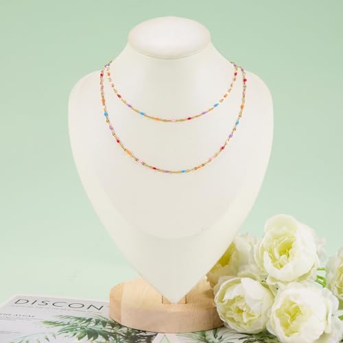 UMAOKANG 16.4 Feet Colorful Enamel Chains for Jewelry Making Gold Plated Stainless Steel Thin Chain Necklace Bracelet DIY Supplies - color: Gold-Purple Colorful