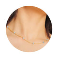 Dainty Gold Necklace for Women,Trendy 18k Gold Vermeil Sterling Silver Choker Necklace Thin Beaded Choker Necklaces Womens Simple Jewelry Gift for Valentines Day - color: March - Aquamarine