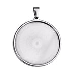 10pcs stainess steel cabochon base setting 20mm 25mm 30mm round cameo pendant trays diy jewelry blank bezel for necklace making (25mm) - size: 25mm silver