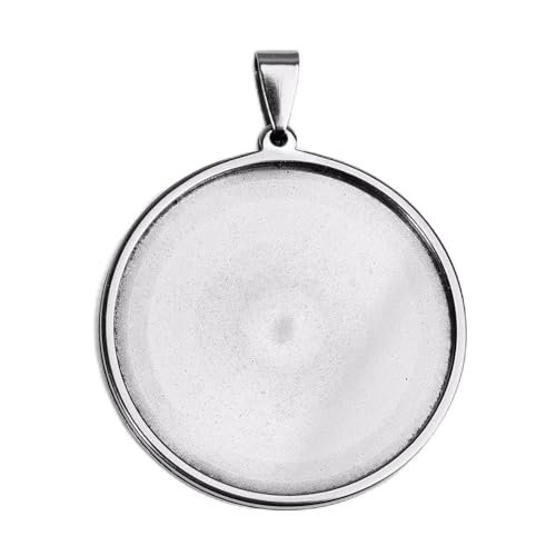10pcs stainess steel cabochon base setting 20mm 25mm 30mm round cameo pendant trays diy jewelry blank bezel for necklace making (25mm) - size: 25mm silver