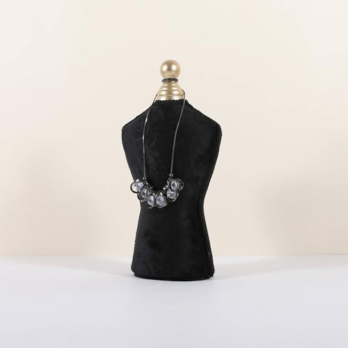 GemeShou Velvet necklace holder display stand, Black jewelry necklace display for selling, necklace mannequin for jewelry, necklace bust jewelry display for Countertop【Black-Medium】 - color: Black, size: Medium