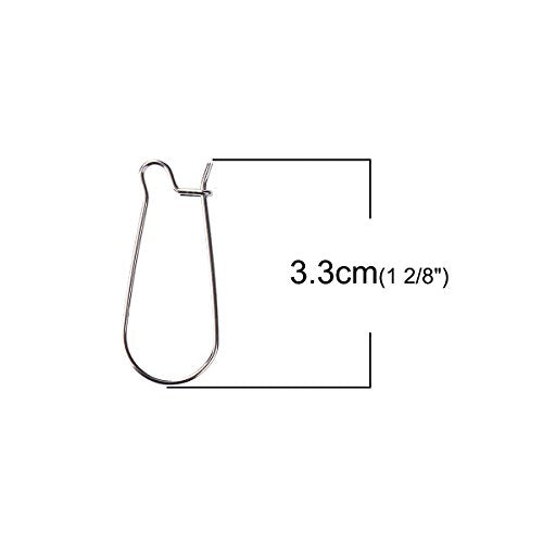 JGFinds Stainless Steel Ear Wire Hooks, 48 Pack Earring Findings, Secure Lock Kidney Wires - Teardrop Dangle 1 1/4 Inch - size: 1 1/4 Inch Long
