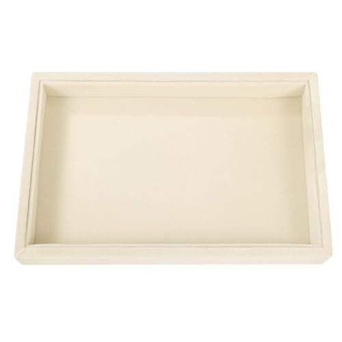 2 Pcs 9" x 5.7" Velvet Jewelry Tray Jewelry Display Tray, Stackable Empty Plate Trays for Earrings Necklaces Bracelet Rings Display Showcase - Light Khaki - color: Light Khaki, size: Flat Tray 9"x5.7"
