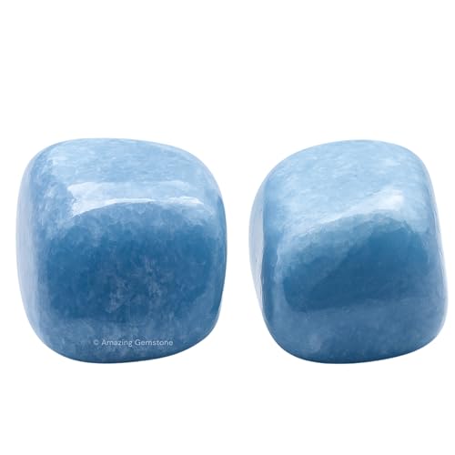 Amazing Gemstone Blue Calcite Crystal Tumbled Stones Polished Rocks - Natural Gem Stones for Healing - DIY Crystals for Protection (1 Piece) - color: Blue Calcite