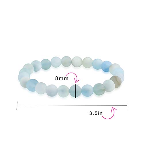 Bling Jewelry Natural Multi Color Semi Precious Gemstone Round Bead 8MM Strand Stackable Stretch Bracelet For Women Men Teen Unisex - color: Blue Oak Jasper