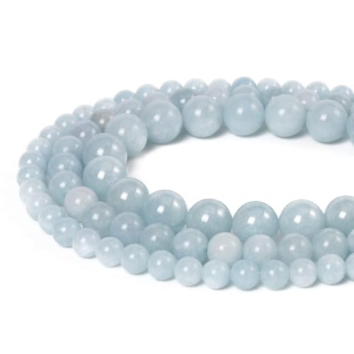 About 45pcs 8mm Natural Stone Beads Aquamarine Beads Crystal Gemstone for Jewelry Making, DIY Bracelet Necklace - color: Aquamarine, size: 8mm