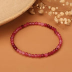 Natural Faceted Crystal Bracelet for Women,4mm Gemstone Round Beads Bracelets Adjustable Stretchy Healing Crystal Beads Bracelets Dainty Jewelry Gift - color: Garnet
