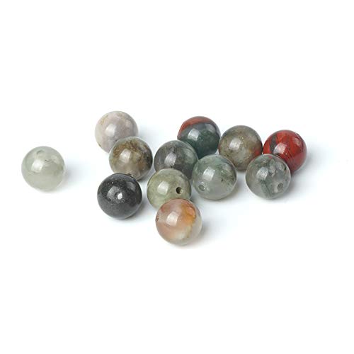 100Pcs Natural Stone 6mm African Blood Stone Round Loose Gemstone Energy Healing Beads Hole Size 1mm DIY Smooth Beads for Bracelet Necklace Earrings Jewelry Making - color: African Blood Stone, size: 6mm