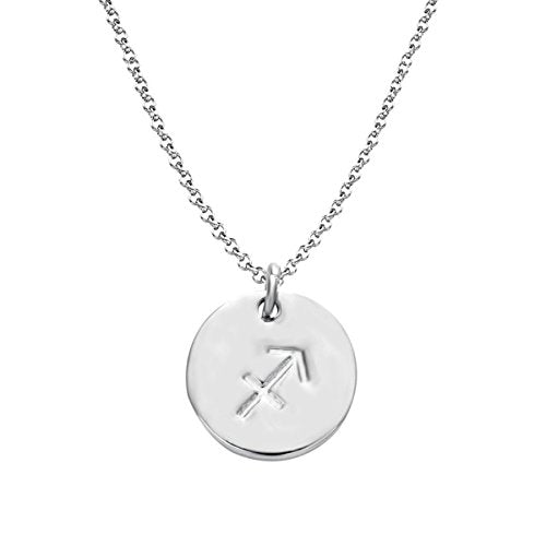 925 Sterling Silver Zodiac Necklace Disc Charm Necklace Gift for Your Wife Girlfriend or Family Member - style: Sagittarius