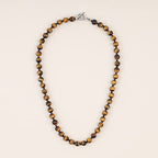 GAVU Hand-knotted Men's Beaded Necklace, Crystal Necklace for Men - color: Tiger Eye, size: 20"