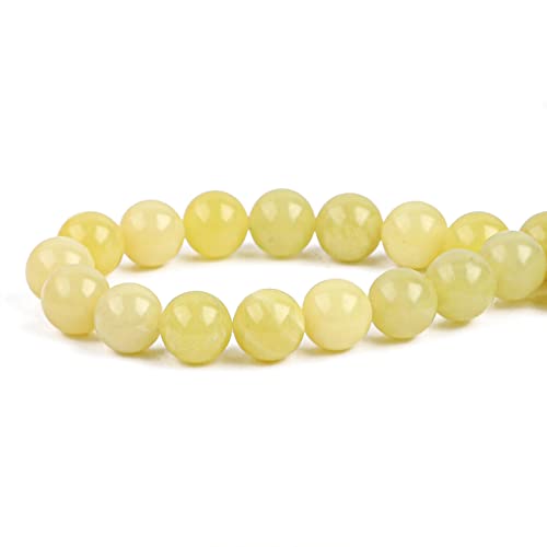 BEADIA Natural Lemon Jade Stone Round Loose Semi Gemstone Beads for Jewelry Making 10MM 38PCS - color: Lemon Jade, size: 10mm