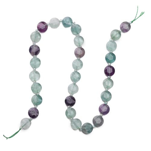 BEADIA Natural Faceted Fluorite Rondelle Disk Stone Beads 10x5mm 37cm for DIY Chain Jewelry Making - color: Fluorite